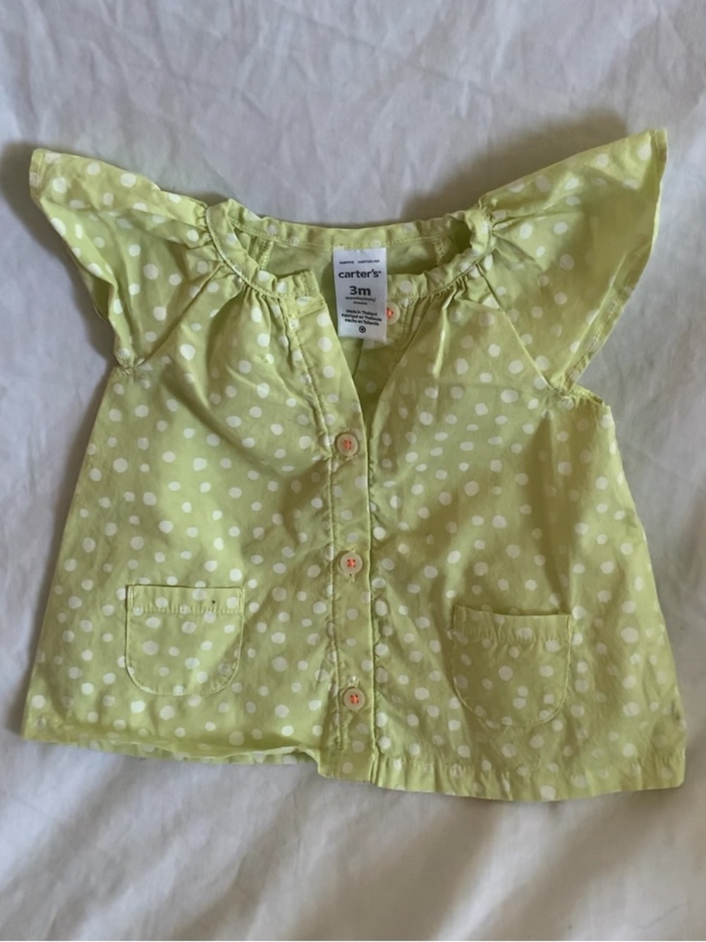 Carter's Yellow Polka Dot Flutter Sleeve Top